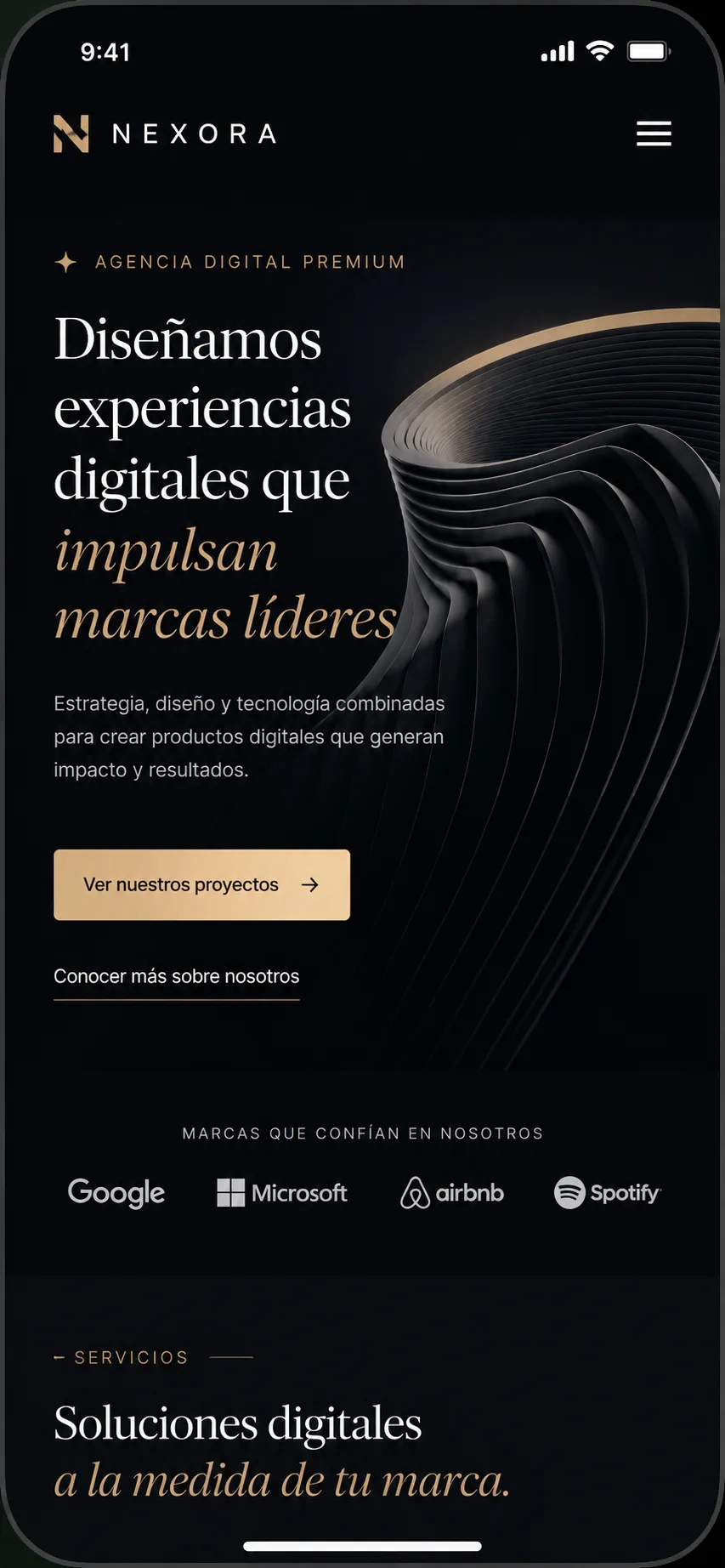 Vista mobile agencia digital Nexora